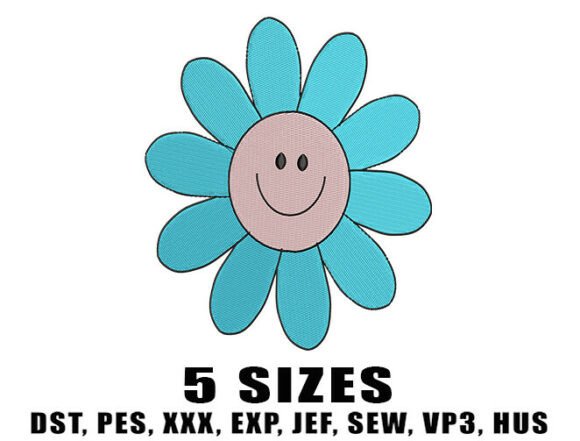 Blue Cute Flower Embroidery Designs