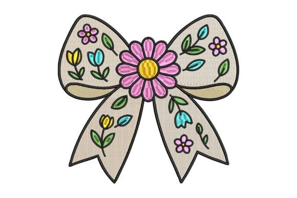 Bow with Floral Embroidery Design