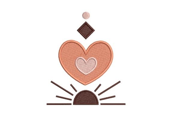 Celestial Heart and Sunburst Embroidery Design
