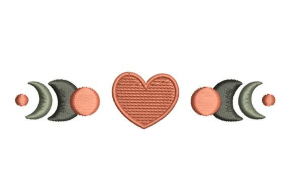 Celestial Moon Phase Heart Border Embroidery Design