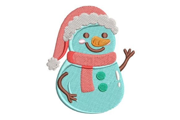 Cheerful Waving Snowman Embroidery Design