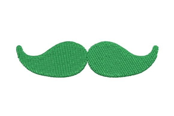 Classic Green Moustache Embroidery Design