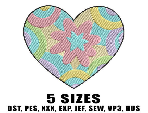 Color Heart Embroidery Designs