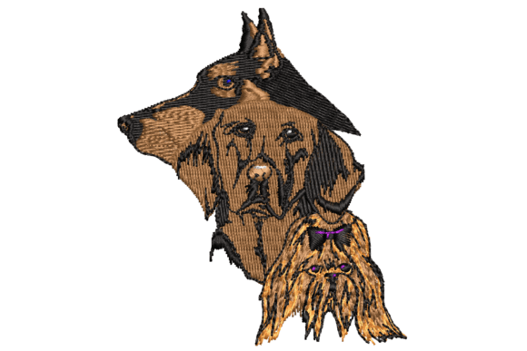 Dog Faces Embroidery Design