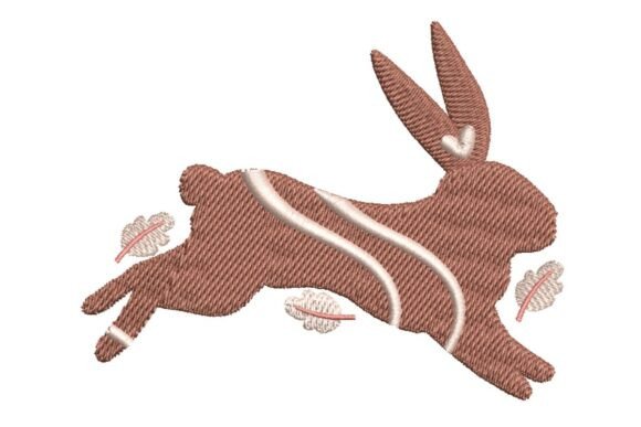 Dynamic Easter Bunny Silhouette Embroidery Design