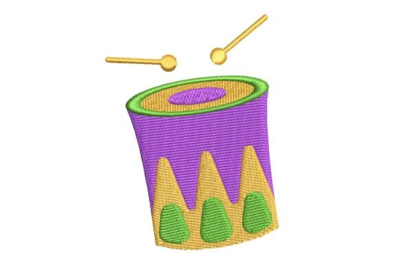 Festive Carnival Drum with Sticks Embroidery Design