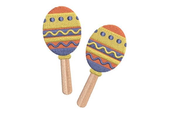 Festive Colorful Maracas Embroidery Design