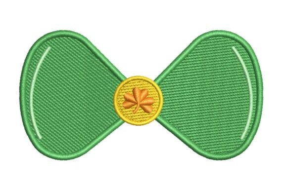 Festive Green Bow Tie with Shamrock Button