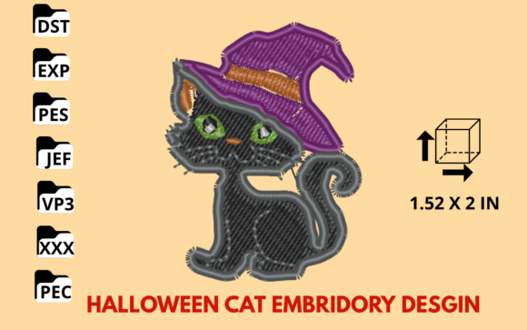 Halloween Cat Embroidery Design