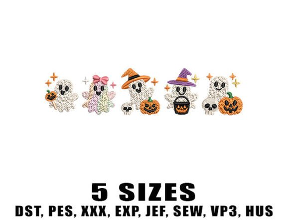 Halloween Ghost Parade Embroidery Design