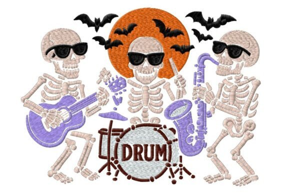 Halloween Skeleton Band Embroidery