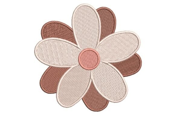 Layered Neutral Toned Flower Embroidery Design