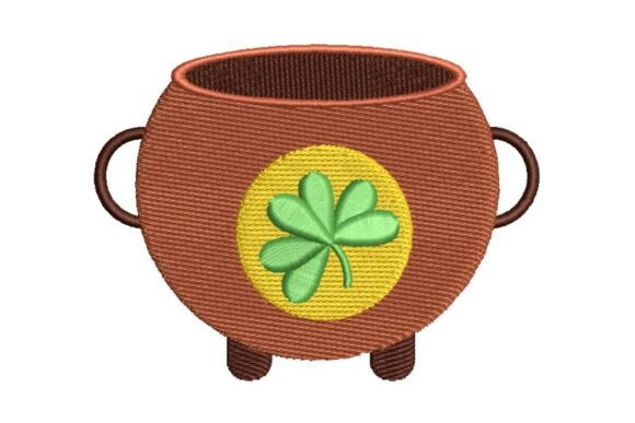 Lucky Shamrock Pot Embroidery Design