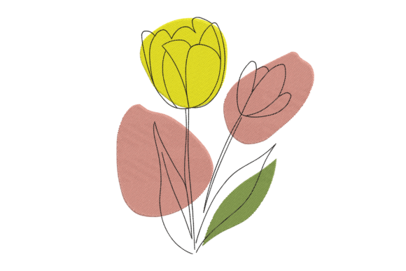 Minimal Tulip Flower Embroidery Art