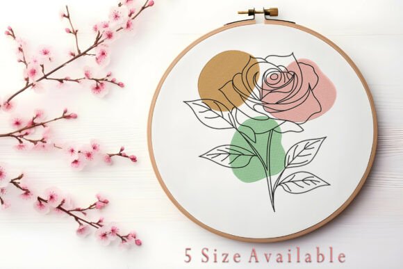 Minimalist Rose Color Block Embroidery