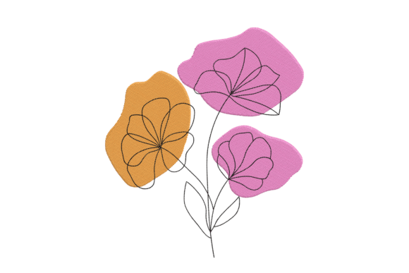 Minimalist Three Flower Embroidery Art