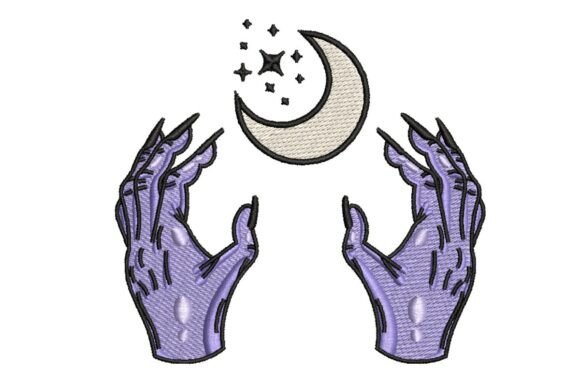 Mystical Hands with Crescent Moon and Stars