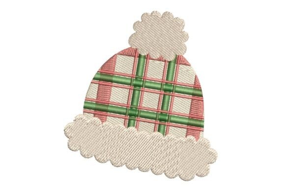 Plaid Christmas Beanie Hat Embroidery Design