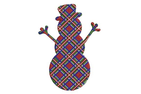 Plaid Pattern Snowman Embroidery Design