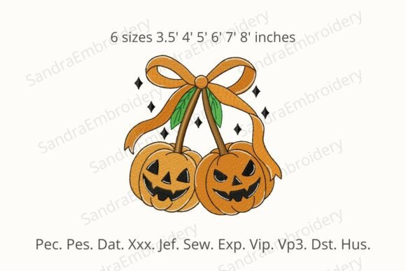 Pumpkin Cherry Coquette Embroidery Design