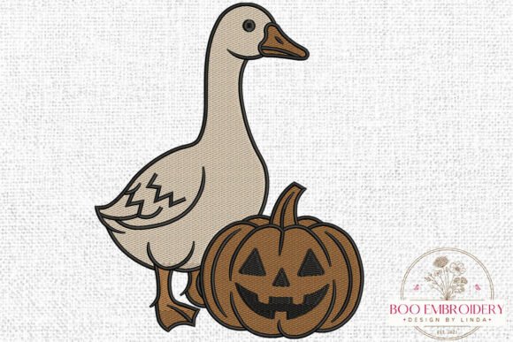Pumpkin Duck Embroidery Design