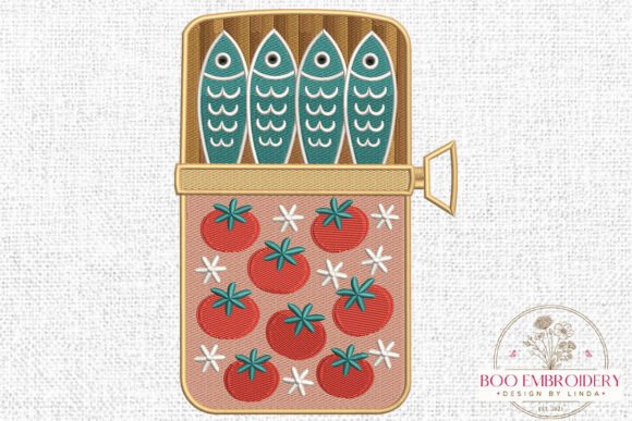 Sardine Can Embroidery Design, Fish