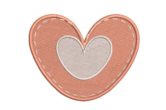 Stitched Heart with Inner Heart Embroidery Design