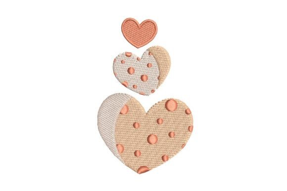Tacked Polka Dot Hearts Embroidery Design