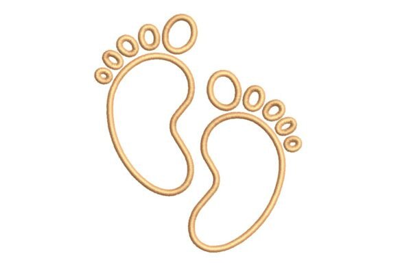 Whimsical Orange Baby Footprints Outline